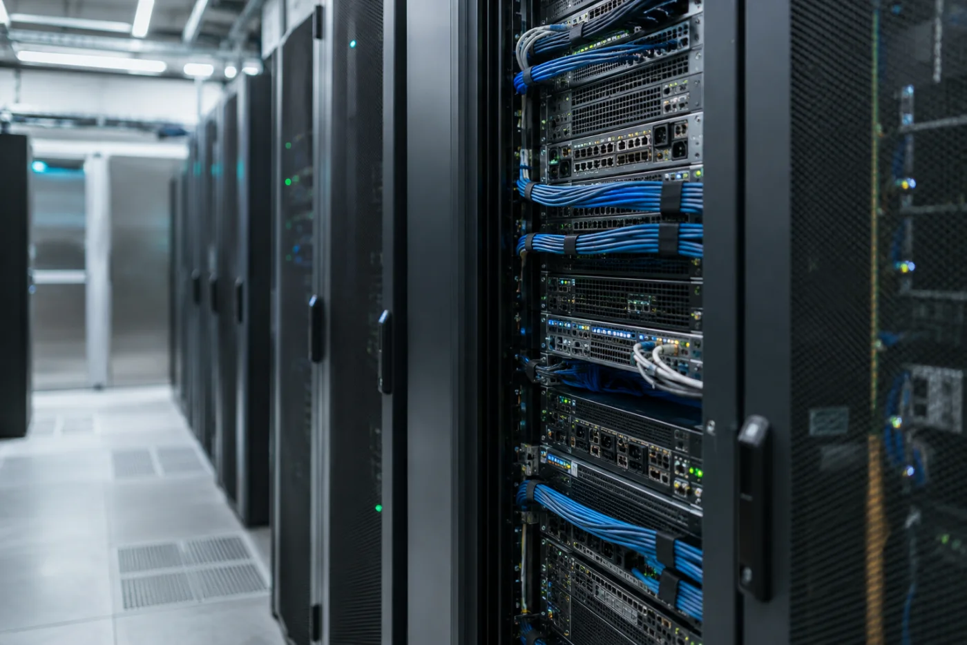 Physical server racks illustrating the infrastructure behind digital payments.